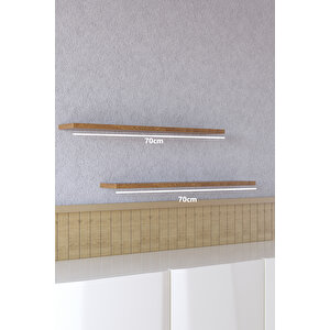 70 Cm 2li Safir Meşe Mdf Uçan Duvar Rafı Gizli Bağlantı Kitaplık