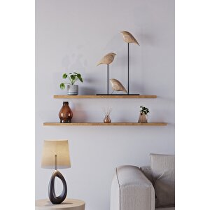 70 Cm 80 Cm 2li Safir Meşe Uçan Duvar Rafı Gizli Bağlantı Kitaplık