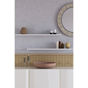 70 Cm 2li Mat Beyaz Mdf Uçan Duvar Rafı Gizli Bağlantı Kitaplık