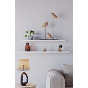 70 Cm 80 Cm 2li Mdf Mat Beyaz Uçan Duvar Rafı Gizli Bağlantı Kitaplık