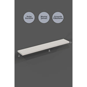 80 Cm 2li Mat Beyaz Mdf Uçan Duvar Rafı Gizli Bağlantı Kitaplık