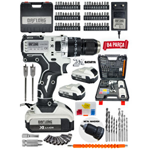 DAFLONG PRO ULTRA ÇELİK MANDREN 84 PARÇA TAKIM SETLİ ŞARJLI MATKAP-BYZ