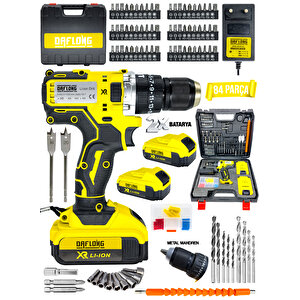 DAFLONG PRO ULTRA ÇELİK MANDREN 84 PARÇA TAKIM SETLİ ŞARJLI MATKAP-KRMZ