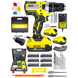 DAFLONG PRO ULTRA ÇELİK MANDREN 84 PARÇA TAKIM SETLİ ŞARJLI MATKAP-KRMZ