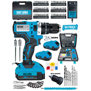 DAFLONG PRO ÇELİK MANDREN 84 PARÇA TAKIM SETLİ ŞARJLI MATKAP-MVI