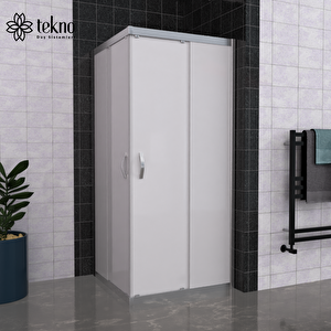 Gümüş Kare 6mm Cam Komple Kumlama Duşakabi̇n  H:190 100x100 cm