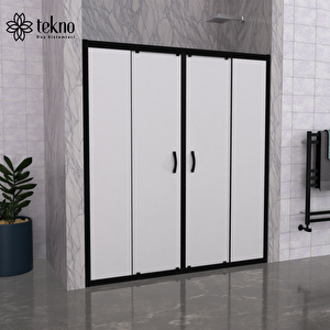 Siyah 6mm Cam Komple Kumlama Duşakabin 2 Sabit 2 Kayar H:190