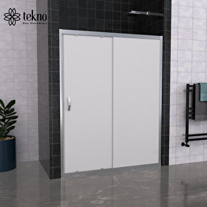 Gümüş 6mm Cam Komple Kumlama Duşakabin 1 Sabit 1 Kayar H:190 140 cm