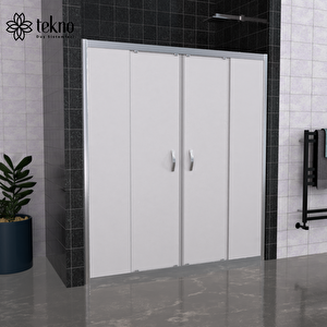 Gümüş 6mm Cam Komple Kumlama Duşakabin 2 Sabit 2 Kayar H:190 161 cm