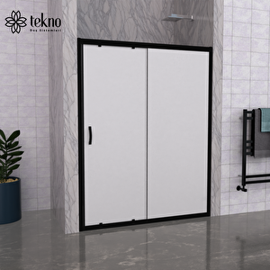 Siyah 6mm Cam Komple Kumlama Duşakabin 1 Sabit 1 Kayar H:190 126 cm