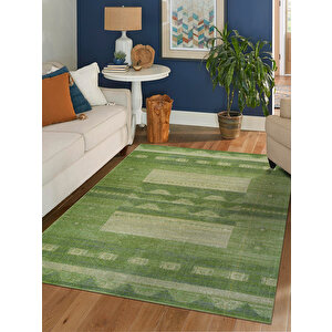 Antik 1114 Klasik Vintage Salon Halısı Yeşil Retro Mutfak Halısı Tozumaz İnce Makine Halısı 120x180 cm