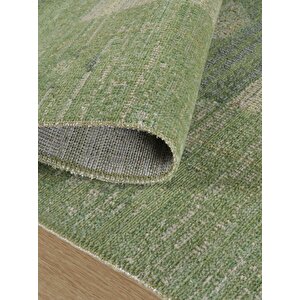 Antik 1114 Klasik Vintage Salon Halısı Yeşil Retro Mutfak Halısı Tozumaz İnce Makine Halısı 120x180 cm