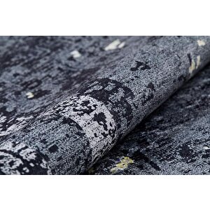Modern Antrasit Dijital Baskı Yıkanabilir Hipoalerjenik Kaymaz Taban Halı Yolluk 100x300 cm