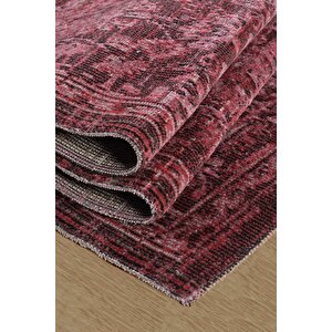 Antik 1116 Klasik Vintage Salon Halısı Bordo Retro Mutfak Halısı Tozumaz İnce Makine Halısı 100x300 cm