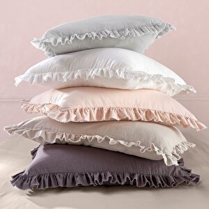 Maki Home Yüzde Yüz Pamuklu Sutlu Kahve Fırfırlı İki Adet 50x70 Yastık Kılıfı Seti