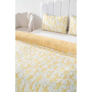 Lorisa Sarı Çift Kişilik Nevresim Takımı Pamuklu