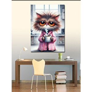 Kanvas Tablo Bardaklı Uykucu Kedi 50x70 cm