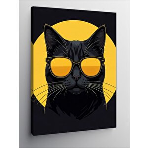 Kanvas Tablo Güneş Gözlüklü Kedi 50x70 cm