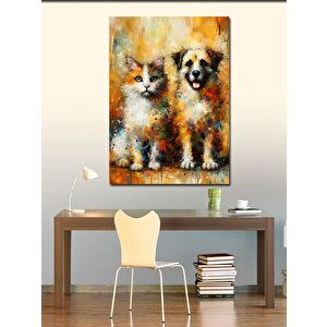 Kanvas Tablo Kedi Ve Köpek 70x100 cm