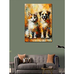 Kanvas Tablo Kedi Ve Köpek 70x100 cm