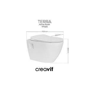Creavit Terra Beyaz Kanalsız Asma Klozet Tp329, Creavit Terra Duck Yavaş Kapak