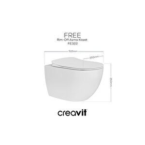Free Kanalsız Asma Klozet Fe322, Creavit Yavaş Kapak