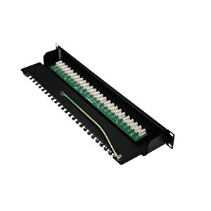 25 Port Cat 3 Telefon Patch Panel 1u 19'' Siyah Zırhlı Ral 9005 2 Yıl Üretici Garantili