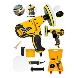 Tam Profesyonel 6 Kademe Devir Ayarlı 125 Mm Zımpara Araba Pasta Cila Polisaj Makinesi-sarı