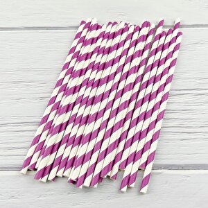 3b Trend Kağıt Pipet Mor Beyaz 25'li