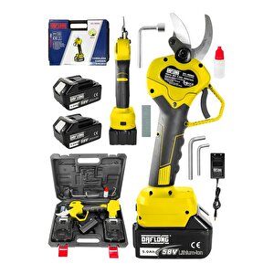 10 Pi̇lli̇ 40 Mm Çift Akülü Çelik Şanzumani Şarjlı Dal Ağaç Kesme Bağ Budama Makası