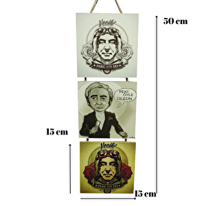 Vecihi Kabartmalı Baskılı 3'lü Tablo Mdf