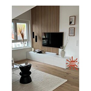 50x280cm Kula Kahverengi Akustik Duvar Paneli 3mm Keçe Ve 8mm Mdflam Salon Ofis Duvar Çıtası Lambiri