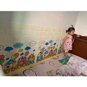 70x77cm 1 Adet Tren Bulut Bebek Odası Kreş Kendinden Yapışkanlı 3d Dekoratif Duvar Paneli Kağıdınw30