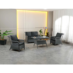 Vilza, 2+1+1 Rattan Bahçe Mobilyası, Antrasit