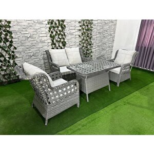 2+1+1 "şık Ve Konforlu Rattan Bahçe Mobilyası Takımı" Gri̇ Garanti̇li̇