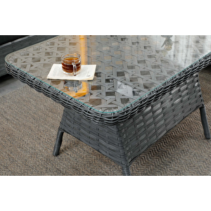 Vilza, 2+1+1 Rattan Bahçe Mobilyası, Antrasit