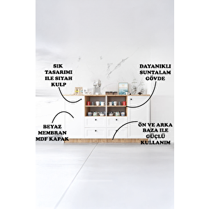 Beyaz Atlantik Çam Çiftli Çok Amaçlı Dolap - Kahve Köşesi mutfak Standı