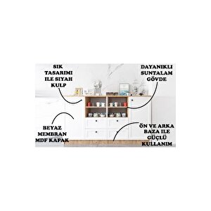 Beyaz Atlantik Çam Çiftli Çok Amaçlı Dolap - Kahve Köşesi mutfak Standı