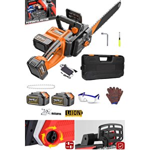 Otomatik Yağlamalı Turuncu Seri Çift Akülü Lityum Bataryalı Bl Motor Odun Ağaç Dal Kesme Makinesi