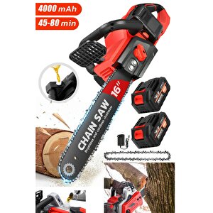 Güçlü Kömürsüz Çift Akü Çalışabilen Otomatik Yağlama Sistemli Ağaç Dal Budama Kesme Testere Makinesi