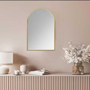 Galler Gold Kubbe Metal Çerçeveli Duvar Aynası, Hol Aynası, Dresuar Aynası