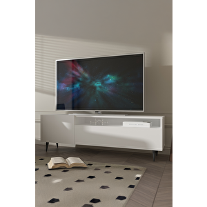 Beyaz-atlanti̇k Çam Tv Üni̇tesi̇ - Tv Sehpasi Rafli 2 Kapakli