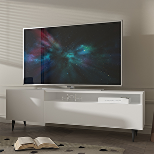 Beyaz-atlanti̇k Çam Tv Üni̇tesi̇ - Tv Sehpasi Rafli 2 Kapakli