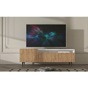 Beyaz-atlanti̇k Çam Tv Üni̇tesi̇ - Tv Sehpasi Rafli 2 Kapakli