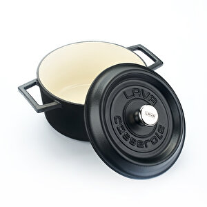 Döküm Yuvarlak Tencere Döküm Demir Yekpare Kulplu Edition Serisi Çap(ø)20cm. Siyah