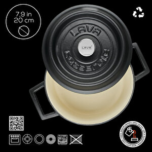 Lava Döküm Yuvarlak Tencere Döküm Demir Yekpare Kulplu Edition Serisi Çap(ø)20cm.