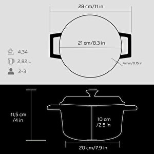 Lava Döküm Yuvarlak Tencere Döküm Demir Yekpare Kulplu Edition Serisi Çap(ø)20cm.