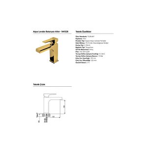 Aqua Altın Lavabo Bataryası 941528