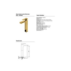 Aqua Altın Çanak Tipi Lavabo Bataryası 941008