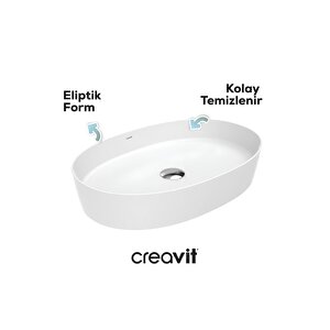 Lp170 Loop 70 Oval Deliksiz Lavabo, 70x40 Cm